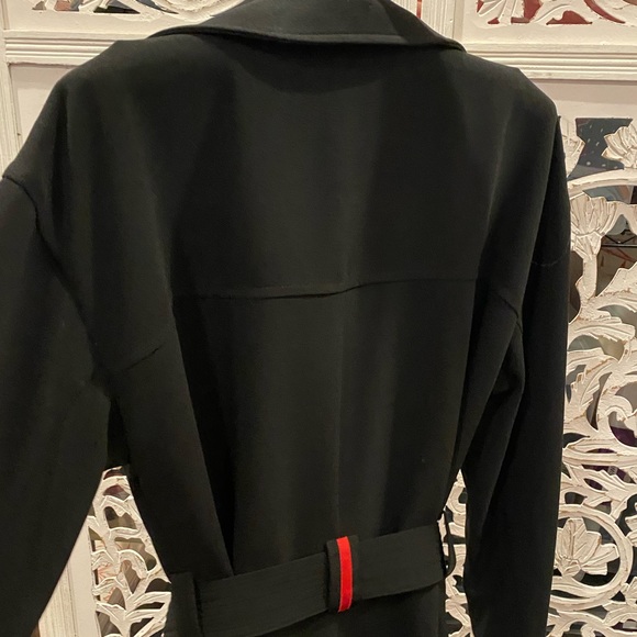 Black Grosgrain Red Stripe Classic Trench Coat - Picture 7 of 11